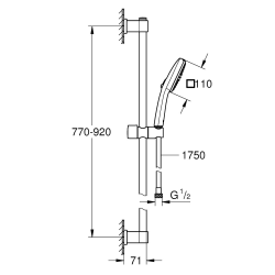  Vitalio Comfort 110 Set de douche avec barre + Douchette 2 jets, noir mat (G269302431)