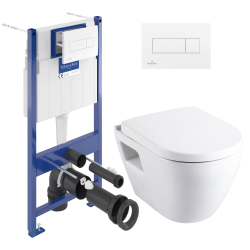 Villeroy & Boch Pack WC Bâti-support Villeroy & Boch + Cuvette Serel SM10 + Abattant softclose + Plaque blanche (ViConnectSM10-2)