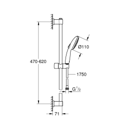  Vitalio Start 110 Set de douche avec barre + Douchette 2 jets, chrome (G27948001)