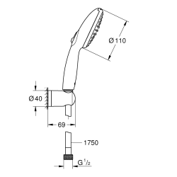  Vitalio Start 110 Set de douche avec support mural + Douchette 22 jets, chrome (G27950001)