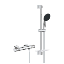 Precision Feel Set de douche avec mitigeur thermostatique + Douchette 3 jets + Barre 60 cm, chrome (G34791001)