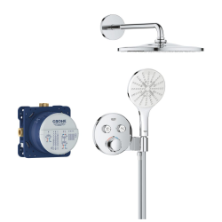 Precision SmartControl Set de douche encastrée façade thermostatique + Douche de tête + Douchette 3 jets, chrome (G34877000)