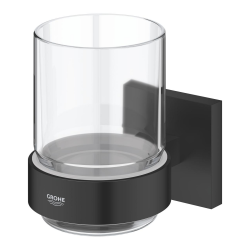 Grohe Start Cube verre en cristal avec support, noir mat (G410972430)