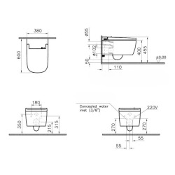 V-Care Comfort WC lavant suspendu avec commandes à distance + fonctions personnalisables, blanc (5674B0403-6194)