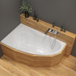  150x95 cm Laguna Luiza baignoire asymétrique orientation gauche en acrylique, sans pieds, blanc (LU1500L)