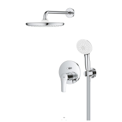 Eurosmart set de douche encastré avec mitigeur monocommande + douche de tête + douchette 2 jets, chrome (G25288000)