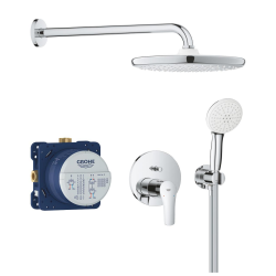 Eurosmart set de douche encastré avec mitigeur monocommande + douche de tête + douchette 2 jets, chrome (G25288000)
