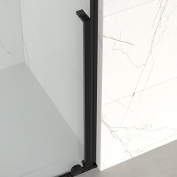 X-MOTION 110x200cm Paroi en verre coulissante Crystal Glass® 8 mm anticalcaire, avec bras et profilés Noir mat (SATBWIXM110C)