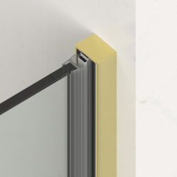 X-MOTION Porte de douche 140x200cm Coulissante, anticalcaire avec profilé Or brillant (SATBWIXM140NIKAZ)