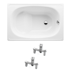 Riga 105 x 70 x 37.5 cm baignoire gain de place en acier émaillé sans pieds, gauche et droite, blanc (3400-SET)