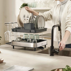 Excel™ Égouttoir à vaisselle à 2 niveaux en acier, inox (851647)