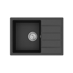 Swiss Aqua Technologies 62x44 cm évier avec égouttoir réversible en Granite, à encastrer, noir (SATSINKGE2B)