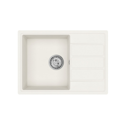 Swiss Aqua Technologies 62x44 cm évier avec égouttoir réversible en Granite, à encastrer, blanc (SATSINKGE2W)