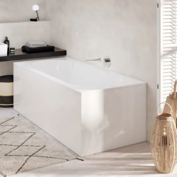 Oberon 170 x 75 cm Baignoire droite Ovale en marbre coulé, sans pieds, blanc (BQ170OBE2V-01)