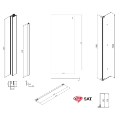 Walk-in 90x200cm Paroi et retour pivotant en verre Crystal Glass® 8 mm anticalcaire , avec bras et profilés noir mat
