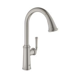 Grohe Gloucester mitigeur d'évier bec C avec douchette extractible 2 jets, inox brossé (G30422DC0)