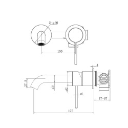 Aurum mitigeur lavabo encastré à levier avec corps d'encastrement, or brossé (SATBAUR101BG)
