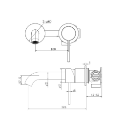 Aurum mitigeur lavabo encastré à levier avec corps d'encastrement, chrome brillant (SATBAUR101CR)
