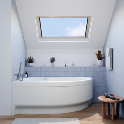 Siko 170x100 cm Laguna Fortuna Plus baignoire asymétrique en acrylique, gauche + tablier 170 cm + pieds, blanc (FO1700LPLUS-SET1)