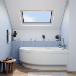 Siko 170x100 cm Laguna Fortuna Plus baignoire asymétrique en acrylique, droite + tablier 170 cm + pieds, blanc (FO1700PPLUS-SET1)