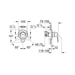 BauLoop mitigeur monocommande douche à encastrer, chrome (G29042000)