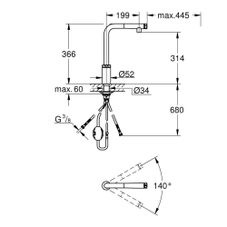  Minta SmartControl mitigeur évier SmartControl avec douchette, chrome (G31613000)