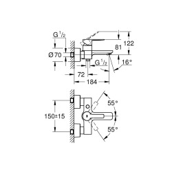 Lineare mitigeur monocommande bain/douche, gris (G33849AL1)