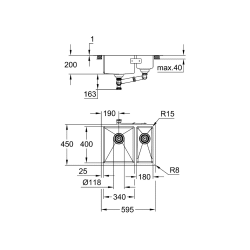  K700U évier en acier inoxydable, inox (31577SD1)