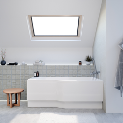 Laguna Fortuna Plus baignoire asymétrique en acrylique, 150x100 cm, gauche + tablier 150 cm + pieds, blanc (FO1500LPLUS-SET1)