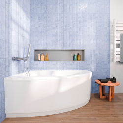 Laguna Fortuna Plus baignoire asymétrique en acrylique, 150x100 cm, gauche + tablier 150 cm + pieds, blanc (FO1500LPLUS-SET1)