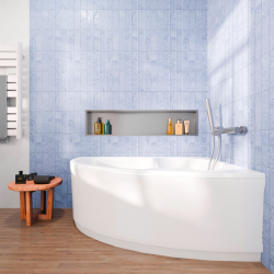 Laguna Fortuna Plus baignoire asymétrique en acrylique, 150x100 cm, gauche + tablier 150 cm + pieds, blanc (FO1500LPLUS-SET1)