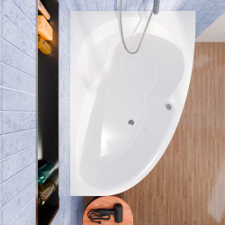 Laguna Fortuna Plus baignoire asymétrique en acrylique, 150x100 cm, gauche + tablier 150 cm + pieds, blanc (FO1500LPLUS-SET1)