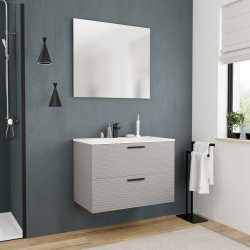 Ceramia 79,4*45,5*55 cm, Nouveau meuble de salle de bain assemblé, certifié FSC, gris perle (CERAMIA-4LG80)