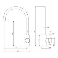  Aurum mitigeur d'évier sur pied 36,3 cm à levier avec bras pivotant, or rose brossé (SATBAUR280BRG)