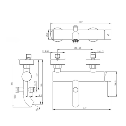  Aurum mitigeur de baignoire mural 150 mm à levier sans set de douche, chrome brillant (SATBAUR222CR)