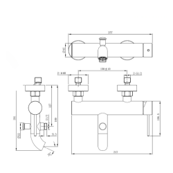  Aurum mitigeur de baignoire mural 150 mm à levier sans set de douche, gun metal (SATBAUR222BGM)