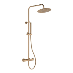 Aurum colonne de douche avec mitigeur thermostatique + douchette 2 jets + douche de tête, or rose brossé (SATSSTKAURBRG)