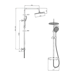  Aurum colonne de douche avec mitigeur thermostatique + douchette 3 jets + douche de tête, noir mat (SATSSTKEMC)