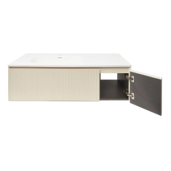 Austen meuble de salle de bain 120x35x52 cm + vasque à poser en marbre coulé, beige (AUSTEN120BG)