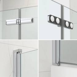 Jika (Groupe Roca) 160x70 cm Ensemble baignoire Riga universelle + Pare baignoire pliable, 2 volets chrome + pieds (3406-SETP)