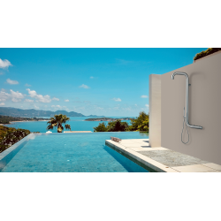  Naturel Douche extérieure murale en acier inoxydable 316, eau chaude et froide, douchette à main, acier brossé (NATUREL-IN15)