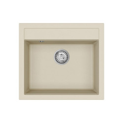 56,5x51cm évier avec égouttoir réversible en granite à encastrer + mitigeur monocommande, jasmin (SATSINKGQQ100J-SET)