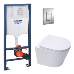 Pack WC bâti-support Rapid SL + WC SAT sans bride + abattant SoftClose + plaque chrome (RSLCETOR1)