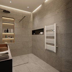 Sèche serviettes électrique 500W + 1000W, 960x540 mm, blanc (CERAHTLR5001000W)