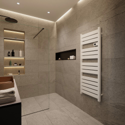 Sèche serviettes électrique 750W, 1400x550 mm, blanc (CERAHTLP750W)