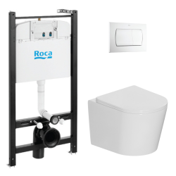 Pack WC bâti-support active + WC sans bride + plaque blanche (ROCACETOR1)