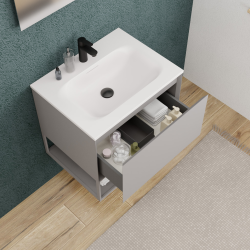  Ceramia  meuble de salle de bain Ceramia 60 cm, certifié FSC, gris perle (CERAMIA-1LG60)