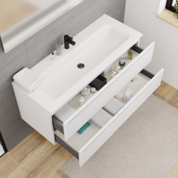  Ceramia meuble de salle de bain 120 cm, certifié FSC, blanc cassé (CERAMIA-3OW120)