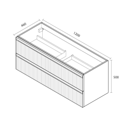 Ceramia Nouveau meuble de salle de bain 120 cm, certifié FSC, bleu foncé (CERAMIA-3DG120)