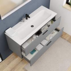 Set complet 120 cm : vasque blanc mat + meuble certifié FSC gris foncé (CERAMIA-4DG120-V)